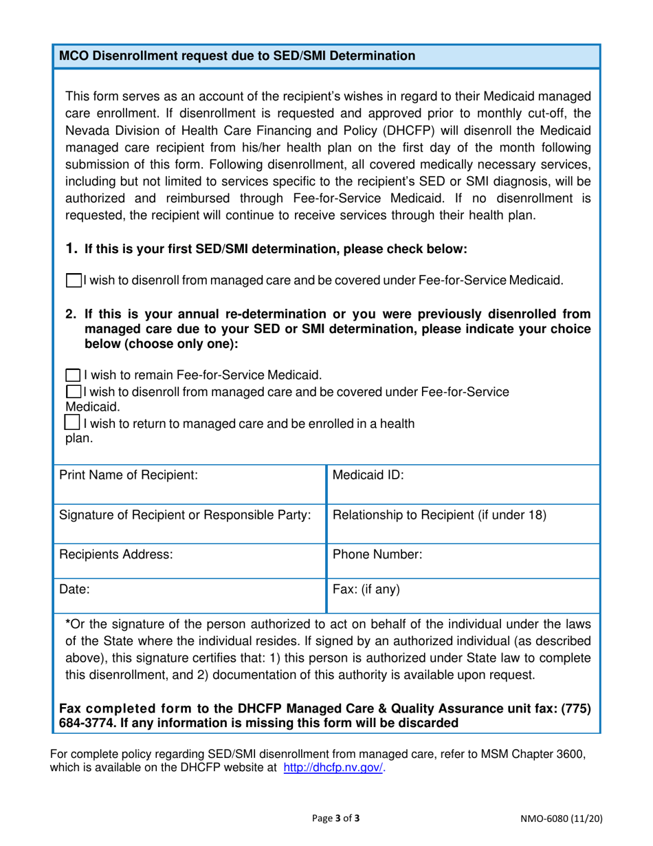 Form NMO-6080 Sed / Smi Mco Disenrollment Form - Nevada, Page 7