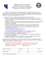 Document preview: Radiation Control Program Computed Tomography or Fluoroscopy Registration Form for Persons Working Without Credentials on or Before 01/01/2020 - Nevada