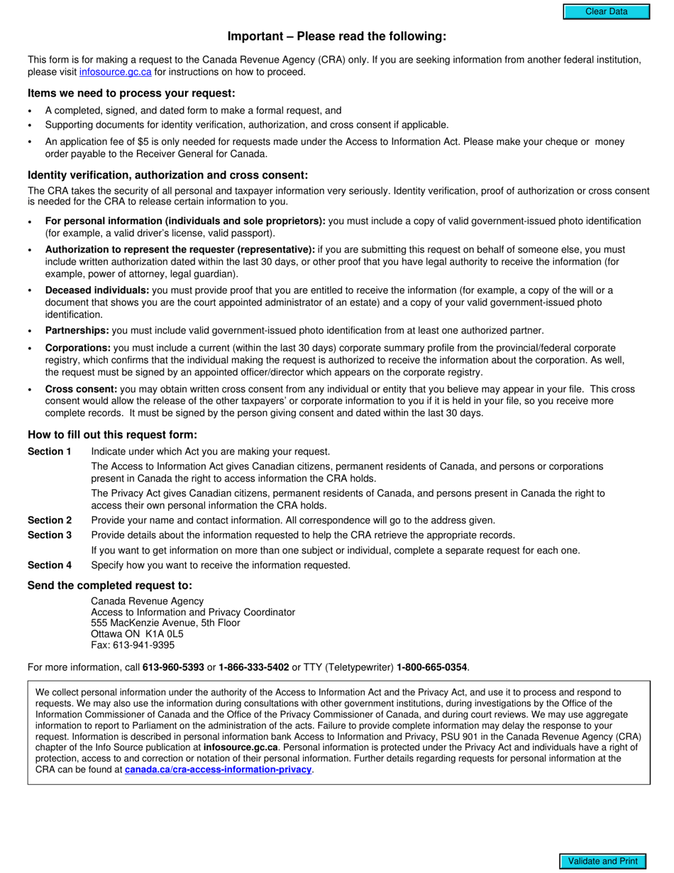Form RC378 Access to Information and Personal Information Request Form - Canada, Page 2
