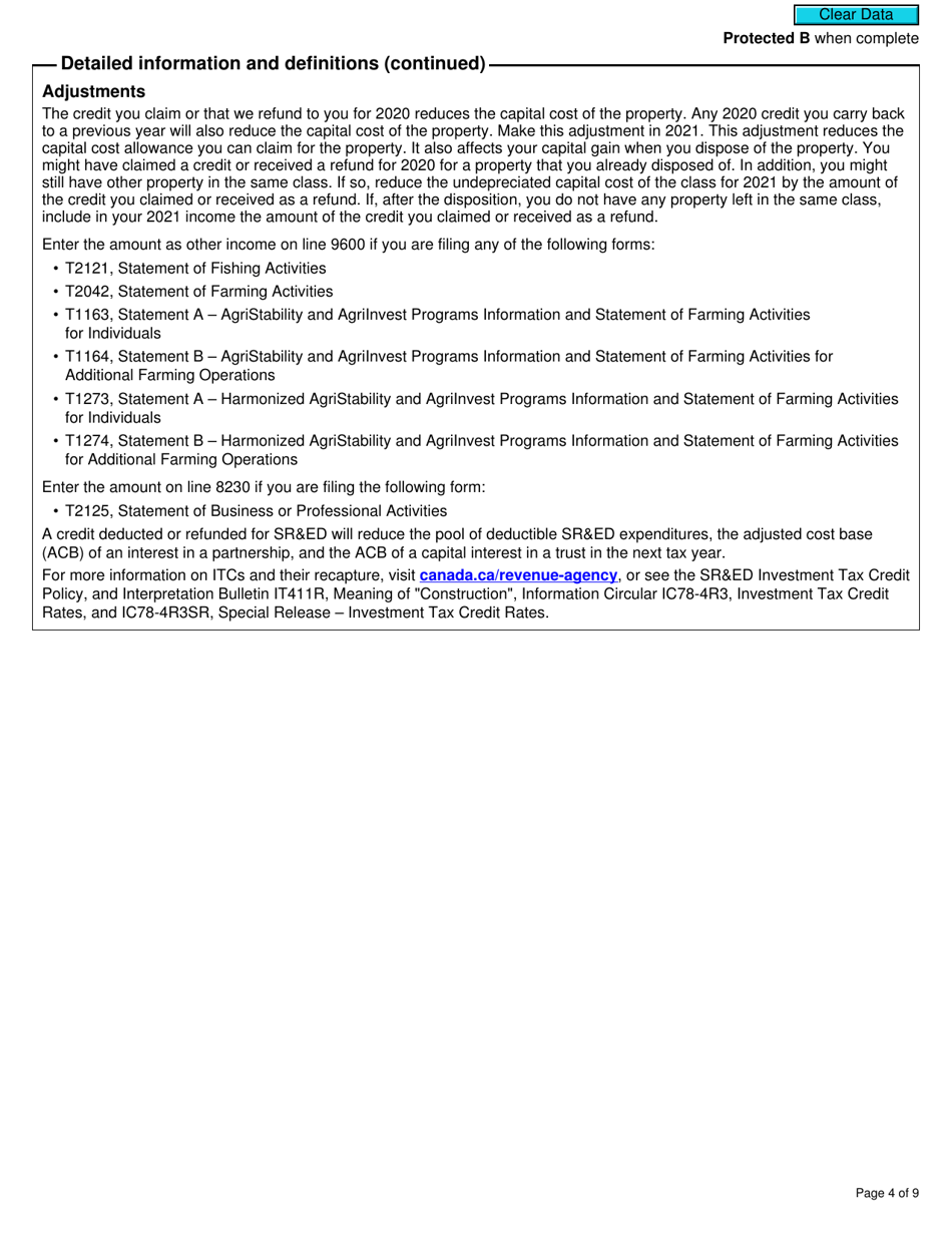 Form T2038(IND) Investment Tax Credit (Individuals) - Canada, Page 4