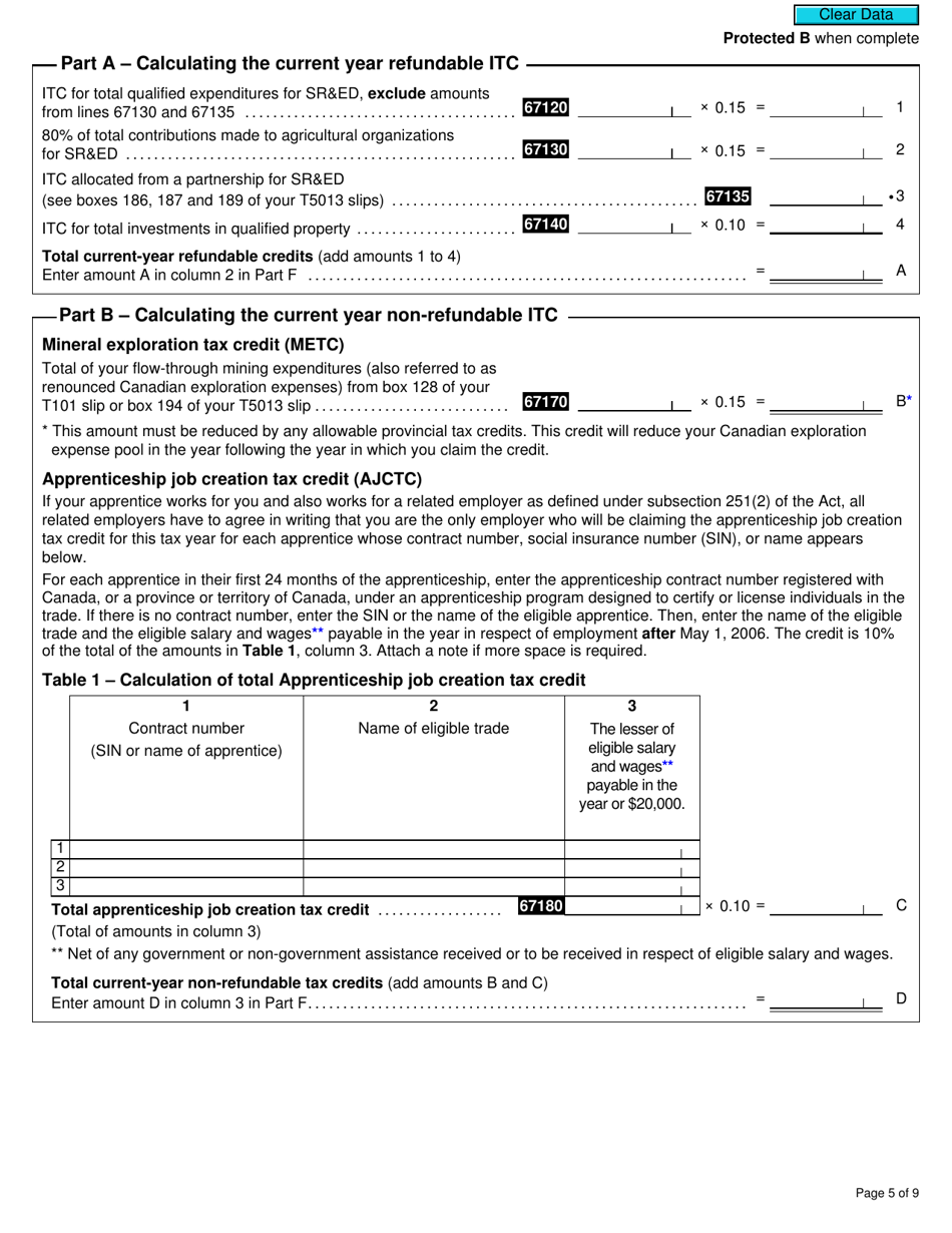 Form T2038(IND) Investment Tax Credit (Individuals) - Canada, Page 5