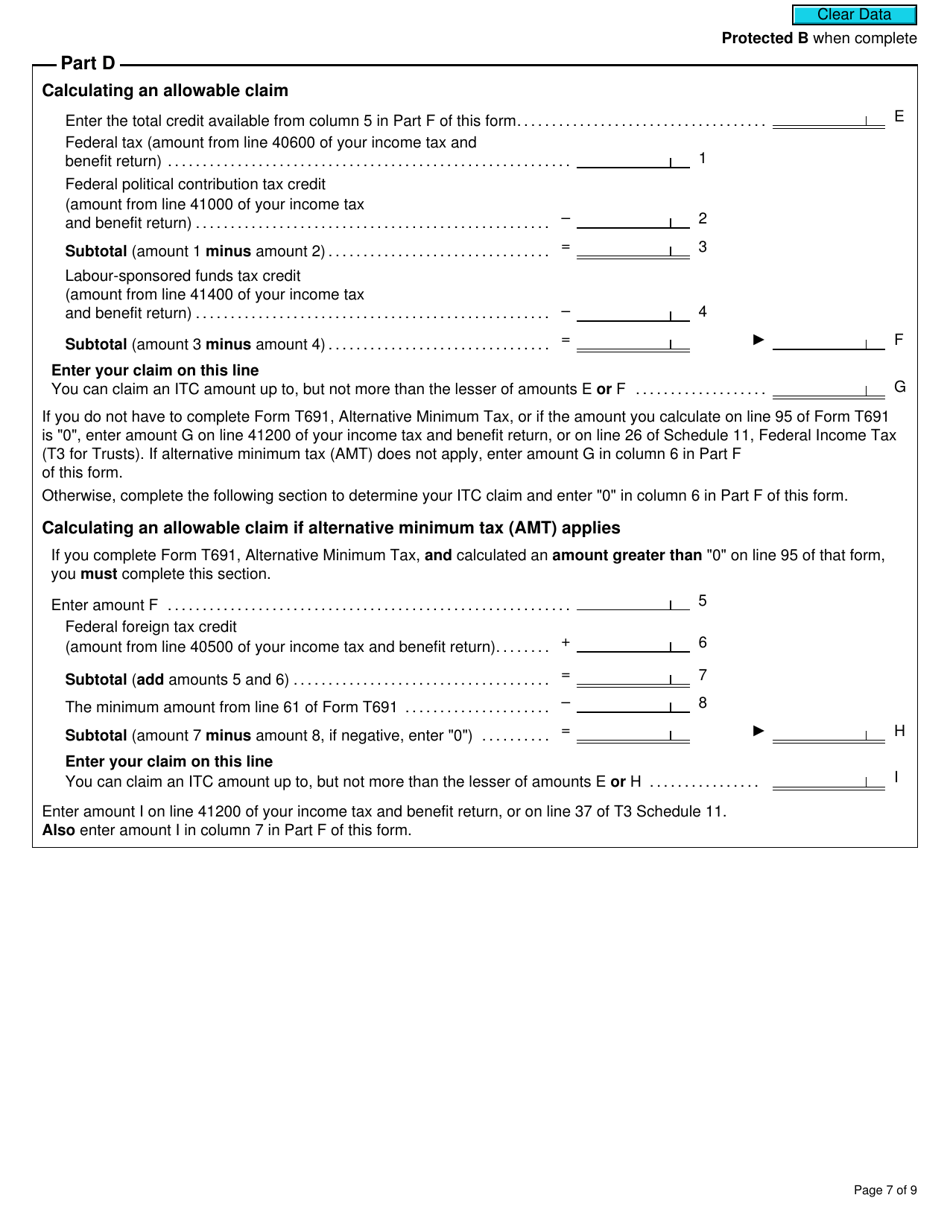 Form T2038(IND) Investment Tax Credit (Individuals) - Canada, Page 7