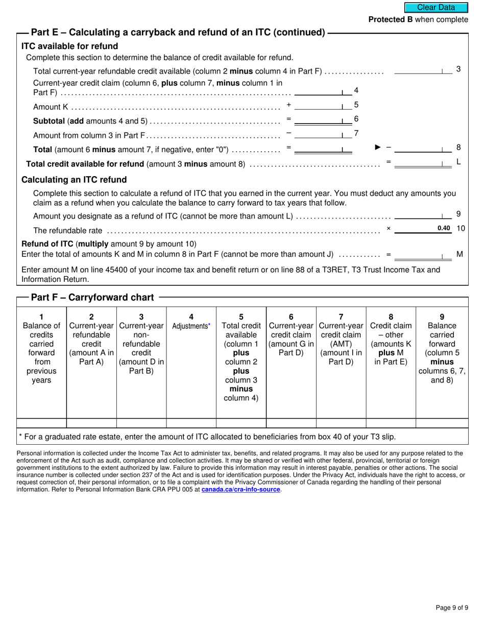 Form T2038(IND) Investment Tax Credit (Individuals) - Canada, Page 9