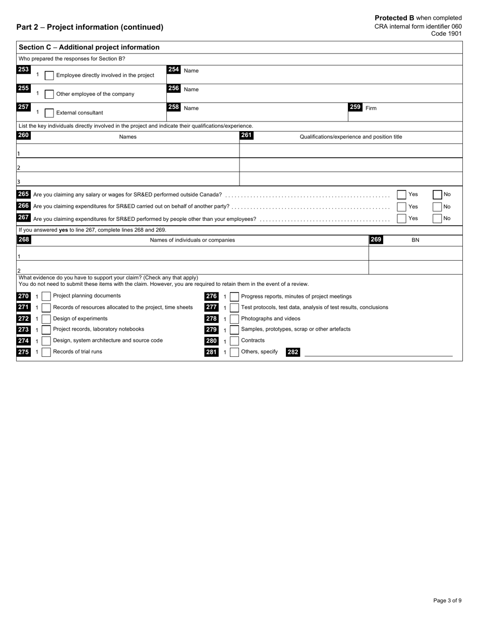 Form T661 Scientific Research and Experimental Development (Sred) Expenditures Claim - Canada, Page 3