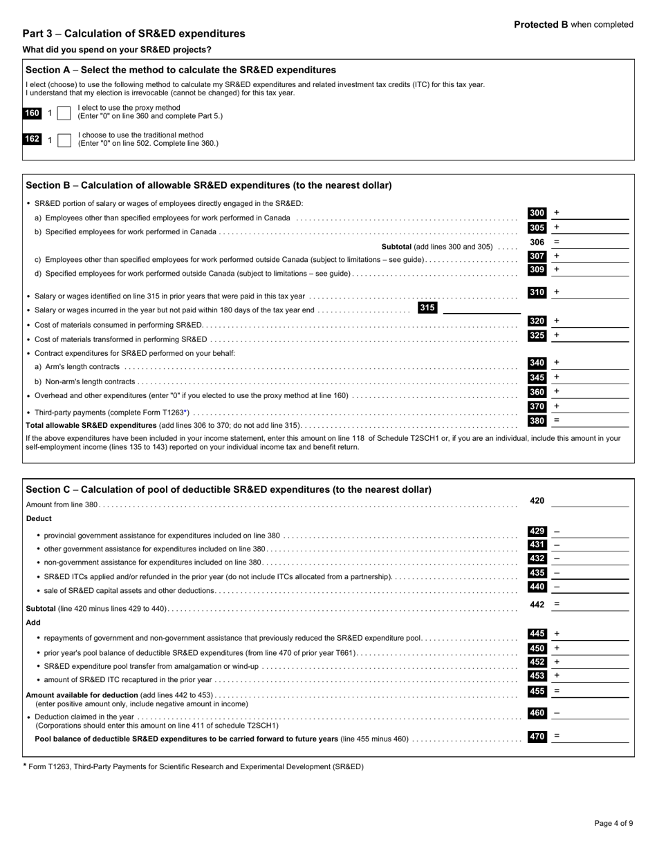 Form T661 Scientific Research and Experimental Development (Sred) Expenditures Claim - Canada, Page 4