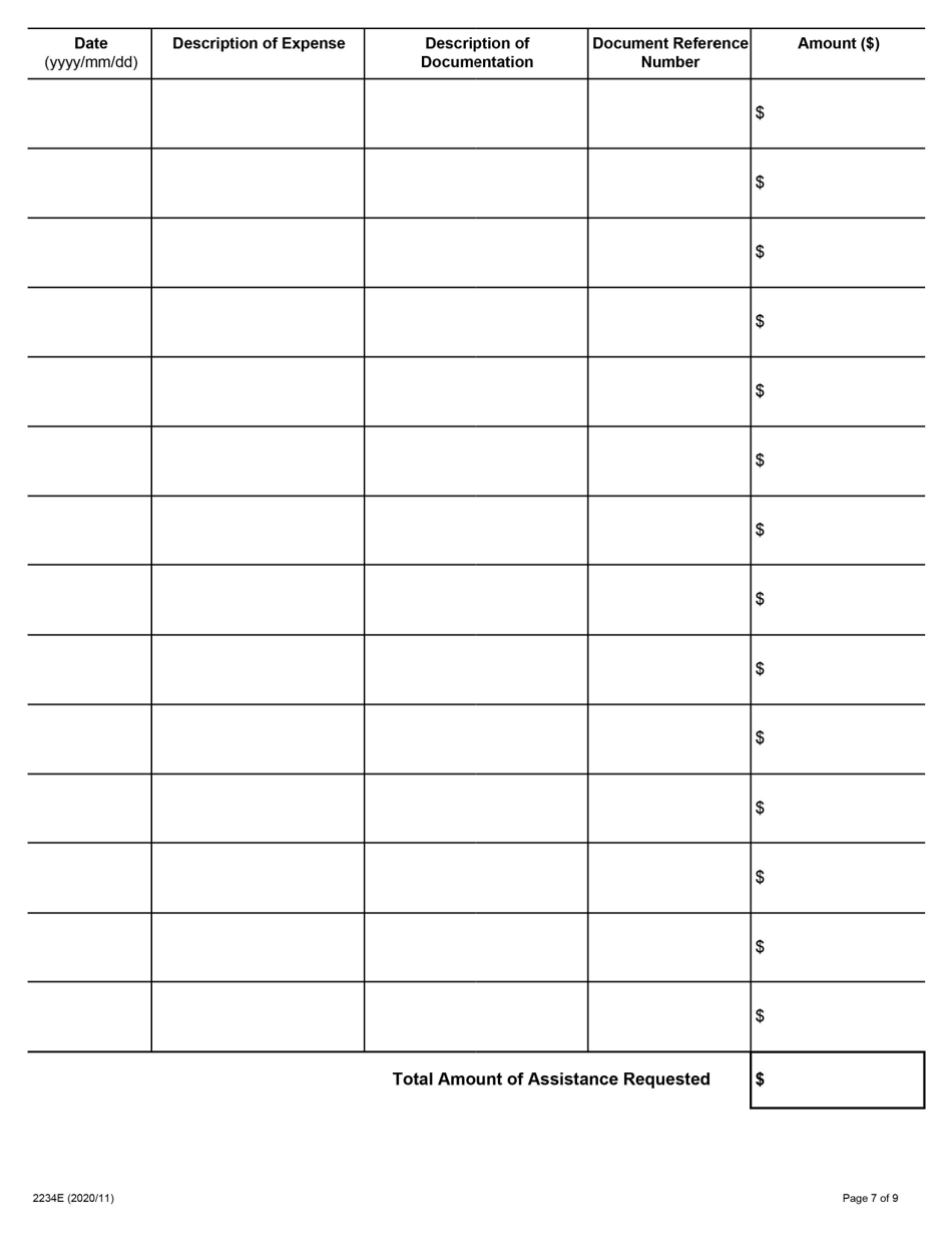 Form 2234E Disaster Recovery Assistance for Ontarians: Application Form for Homeowners and Tenants - Ontario, Canada, Page 7