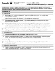 Form 2234E Disaster Recovery Assistance for Ontarians: Application Form for Homeowners and Tenants - Ontario, Canada, Page 9