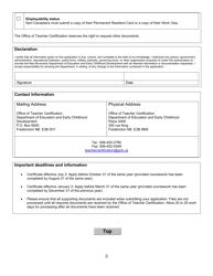 Form A Teacher&#039;s Certificate Application Form for New Brunswick Graduates - New Brunswick, Canada, Page 3