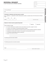 Form 6 (PFA808) &quot;Referral Request&quot; - British Columbia, Canada