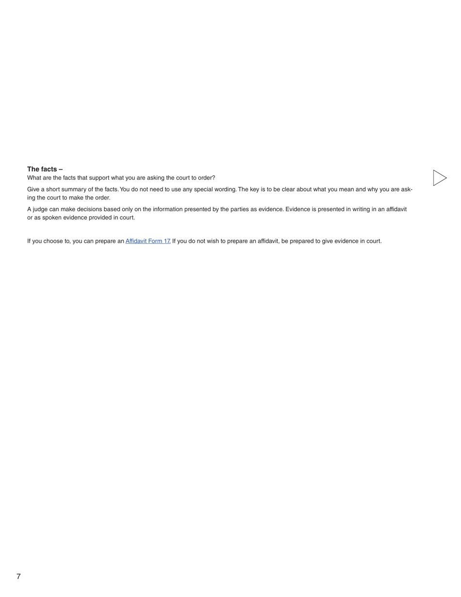 Form H (PFA717) Application for Case Management Order - British Columbia, Canada, Page 7