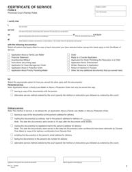 Form E (PFA714) Certificate of Service - British Columbia, Canada, Page 2