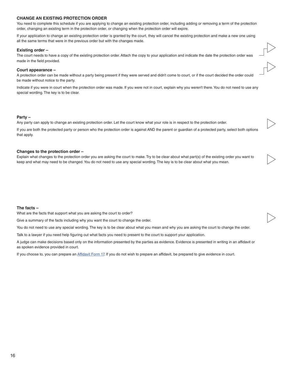 Form K (PFA720) Application About a Protection Order - British Columbia, Canada, Page 17