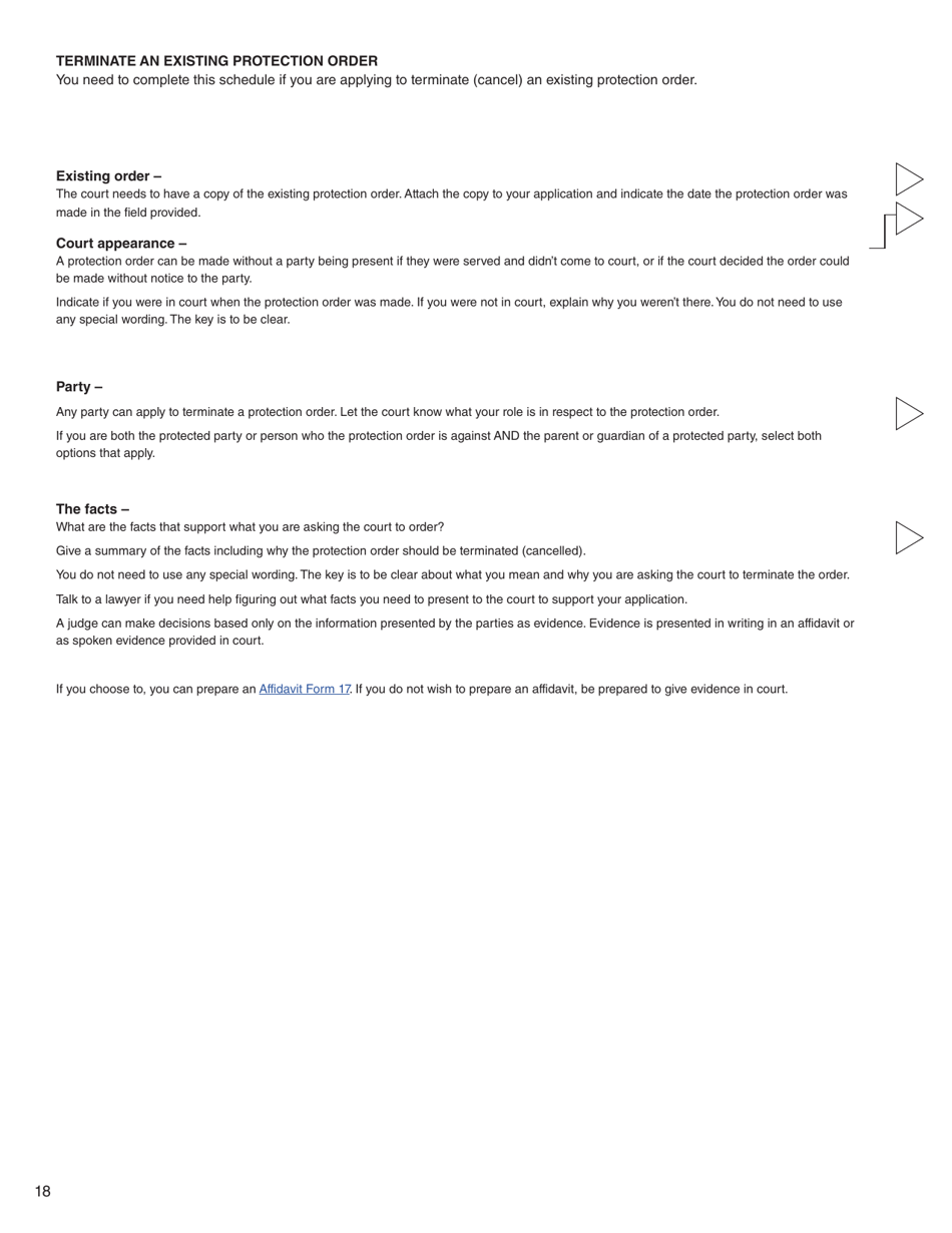 Form K (PFA720) Application About a Protection Order - British Columbia, Canada, Page 19