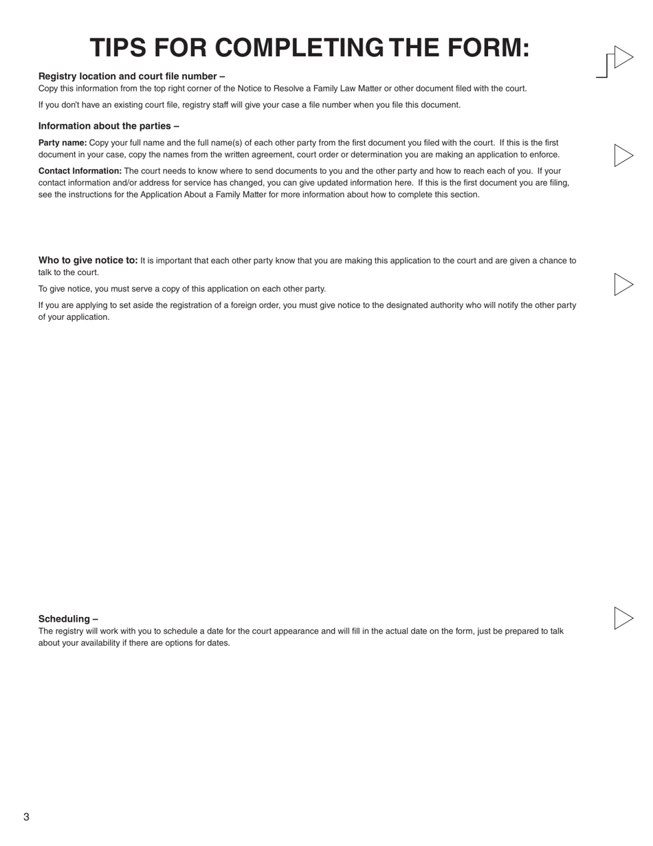 Form P (PFA725) Application About Enforcement - British Columbia, Canada, Page 3