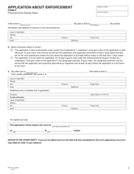 Form P (PFA725) Application About Enforcement - British Columbia, Canada, Page 4