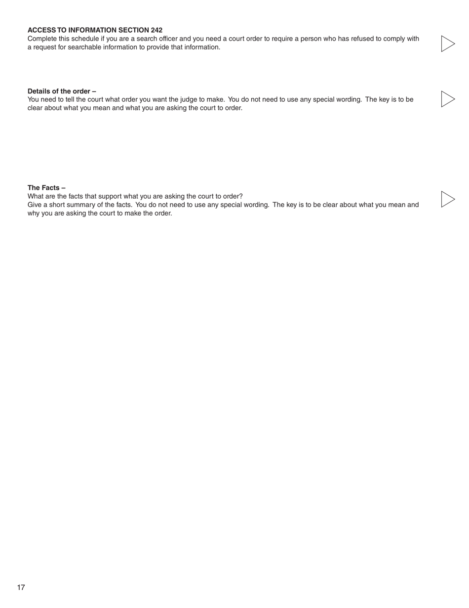 Form I (PFA718) Application for Case Management Order Without Notice or Attendance - British Columbia, Canada, Page 17