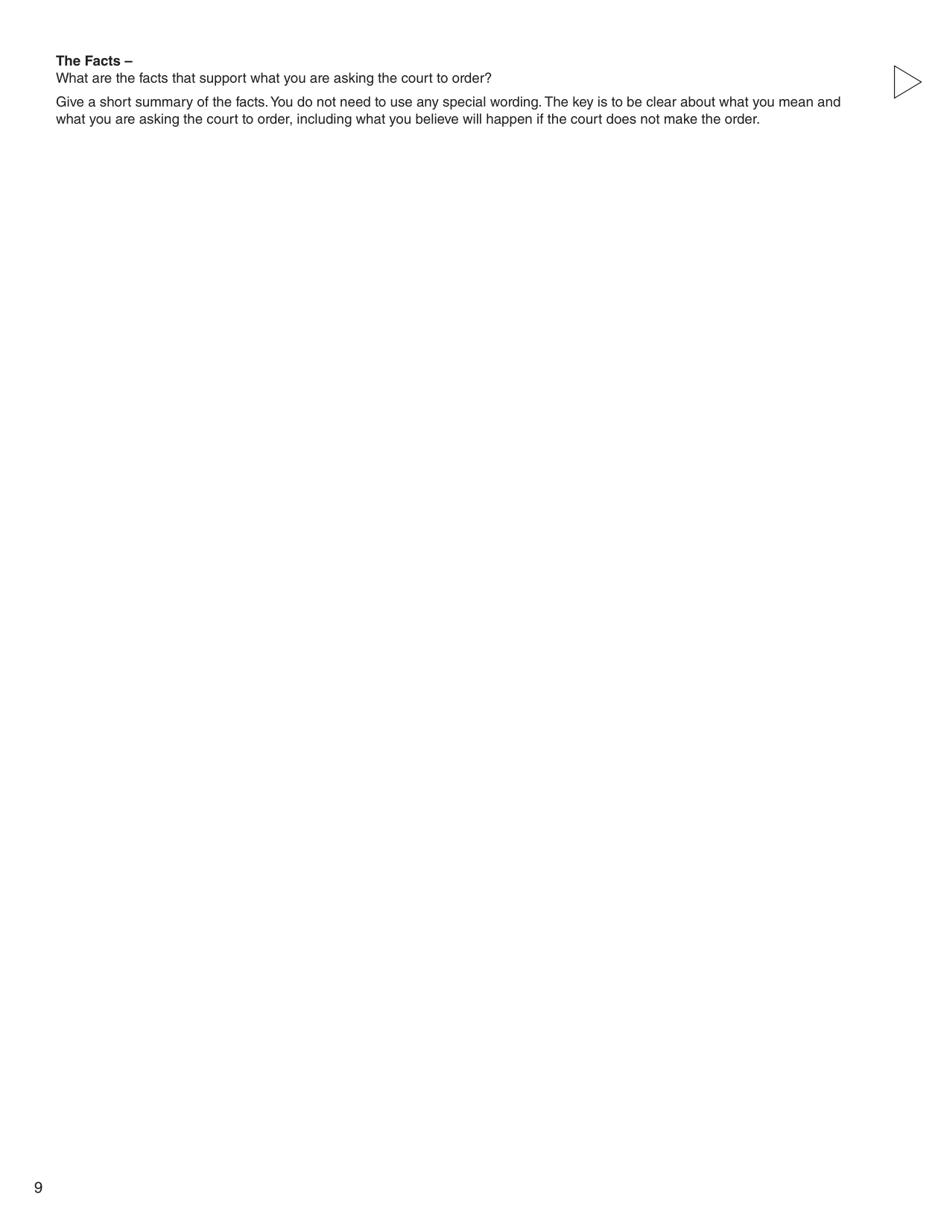 Form I (PFA718) Application for Case Management Order Without Notice or Attendance - British Columbia, Canada, Page 9