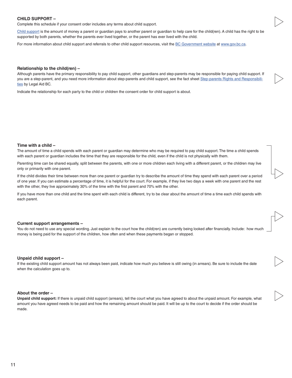 Form N (PFA723) Application for a Family Law Matter Consent Order - British Columbia, Canada, Page 11