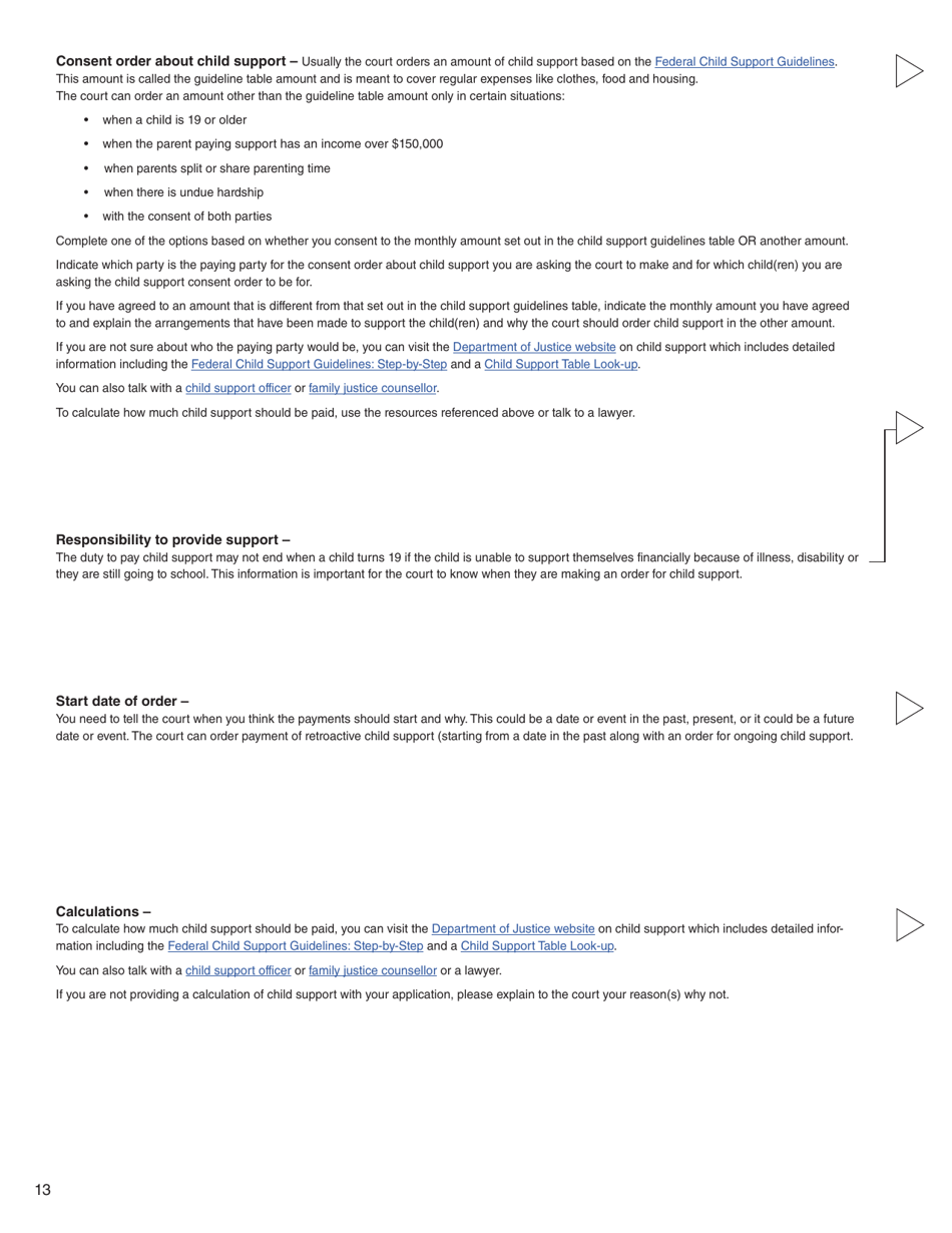 Form N (PFA723) Application for a Family Law Matter Consent Order - British Columbia, Canada, Page 13