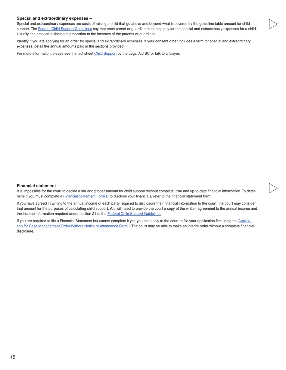 Form N (PFA723) Application for a Family Law Matter Consent Order - British Columbia, Canada, Page 15