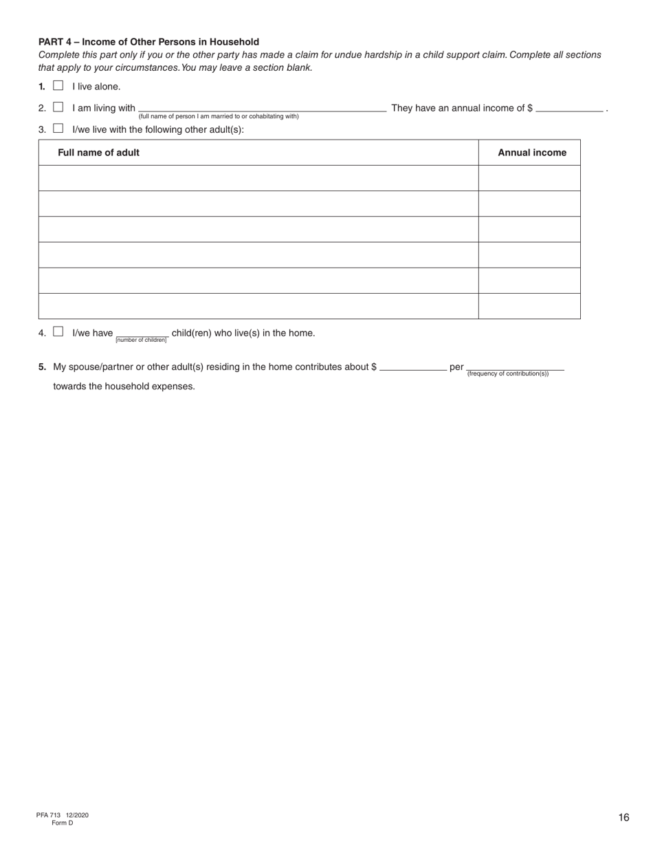 Form D (PFA713) Financial Statement - British Columbia, Canada, Page 16