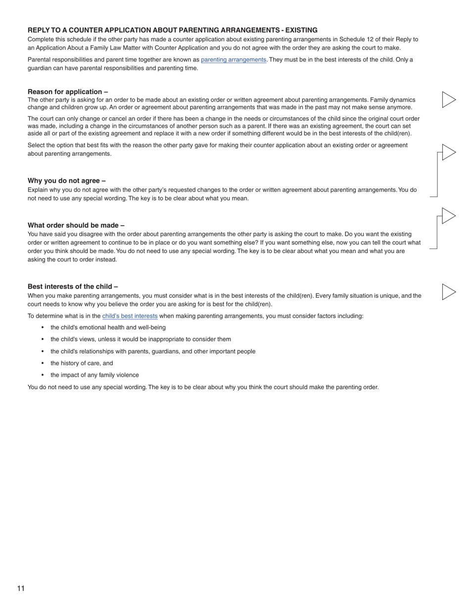 Form G (PFA716) Reply to a Counter Application - British Columbia, Canada, Page 11