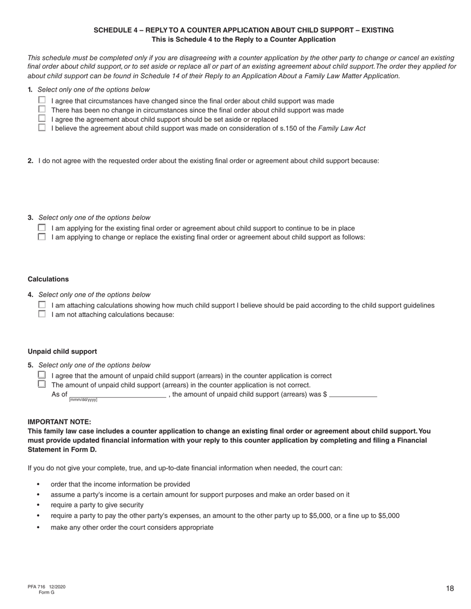 Form G (PFA716) Reply to a Counter Application - British Columbia, Canada, Page 18