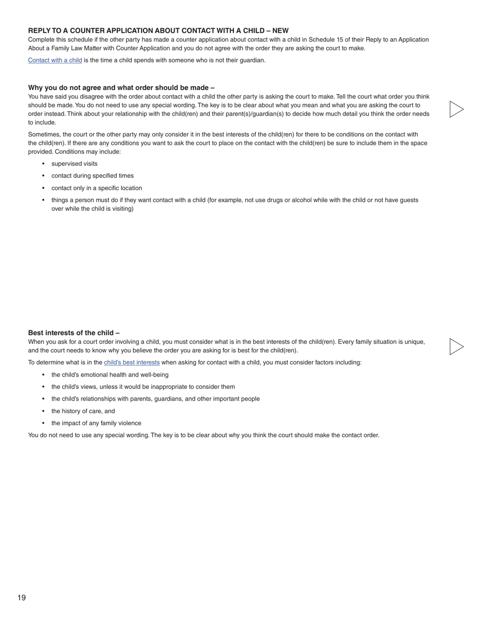 Form G (PFA716) Reply to a Counter Application - British Columbia, Canada, Page 19