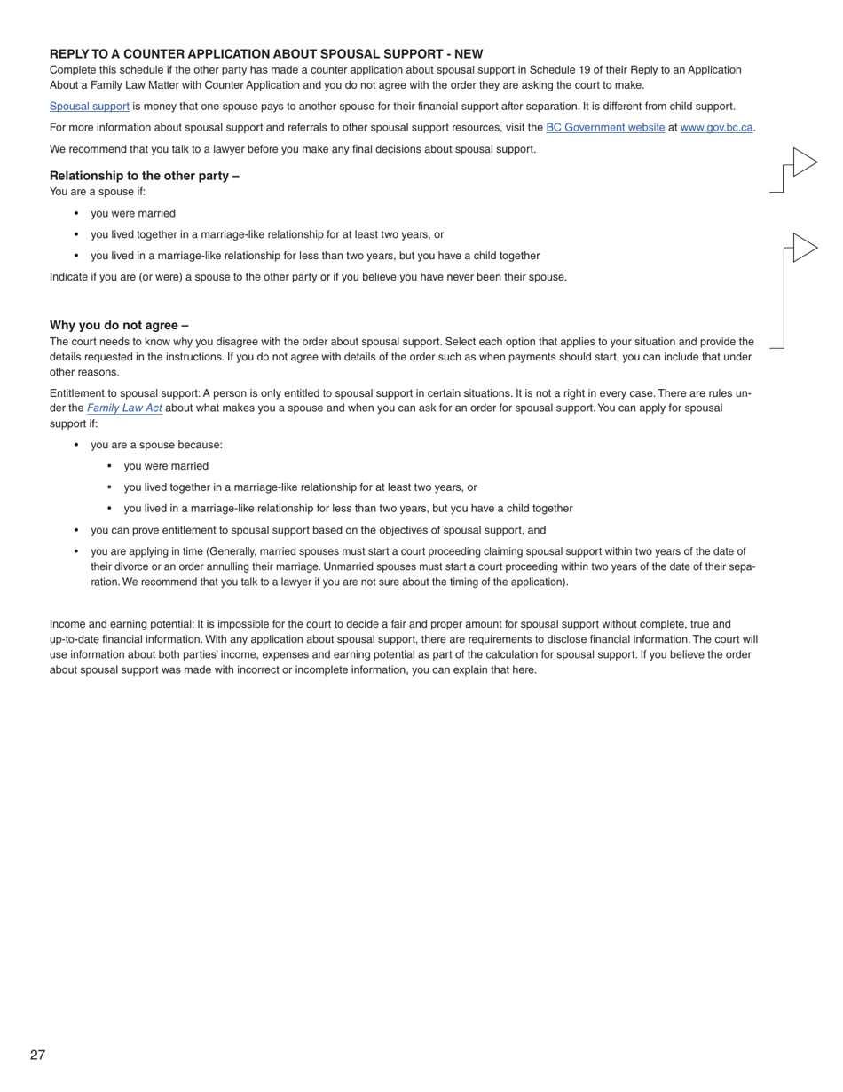 Form G (PFA716) Reply to a Counter Application - British Columbia, Canada, Page 27