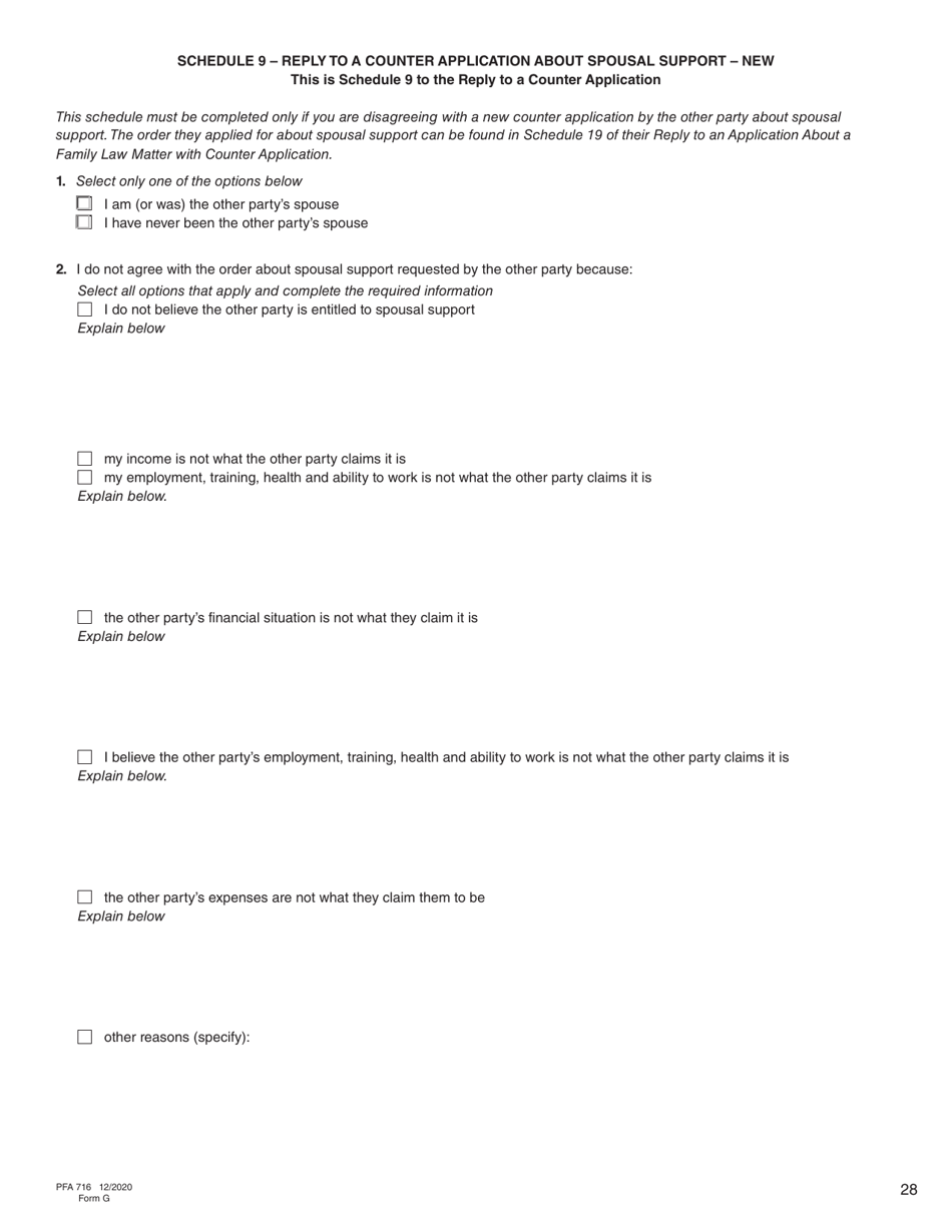 Form G (PFA716) Reply to a Counter Application - British Columbia, Canada, Page 28