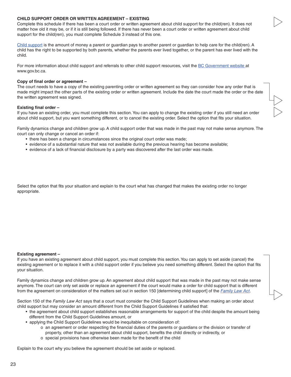 Form C (PFA712) Application About a Family Law Matter - British Columbia, Canada, Page 23
