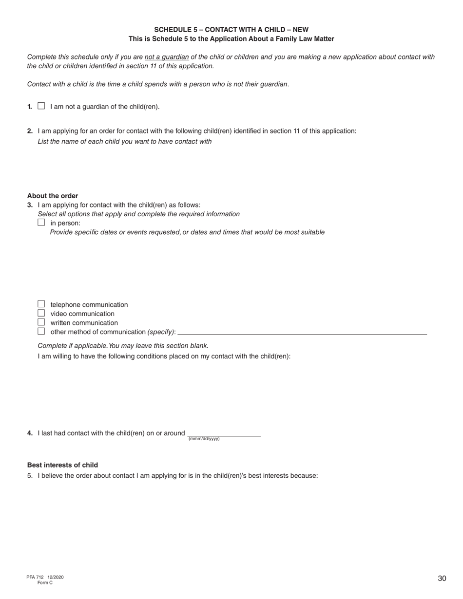 Form C (PFA712) Application About a Family Law Matter - British Columbia, Canada, Page 30