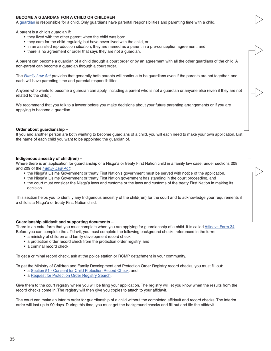 Form C (PFA712) Application About a Family Law Matter - British Columbia, Canada, Page 35