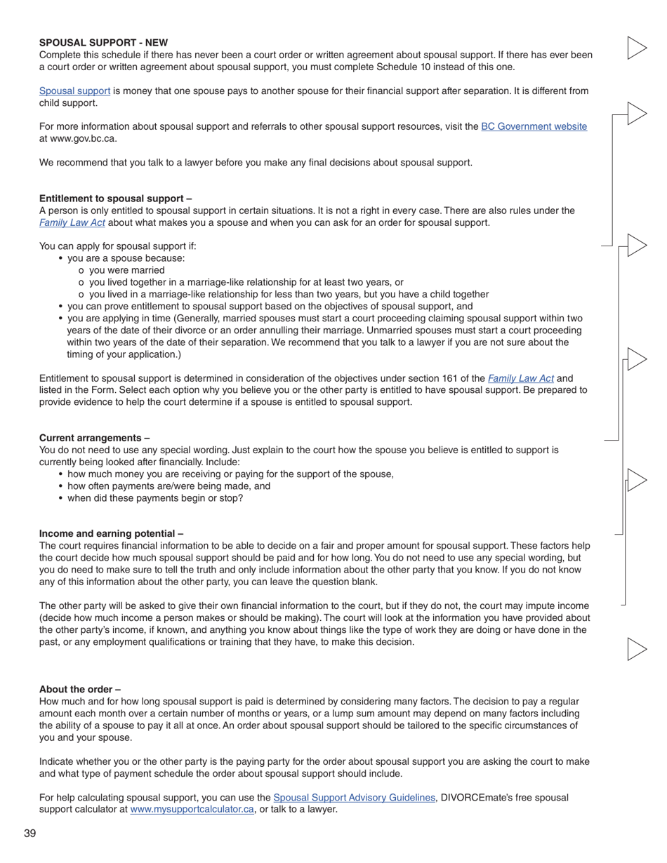 Form C (PFA712) Application About a Family Law Matter - British Columbia, Canada, Page 39