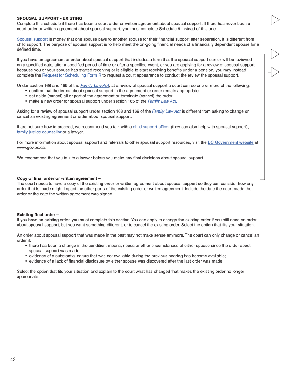 Form C (PFA712) Application About a Family Law Matter - British Columbia, Canada, Page 43