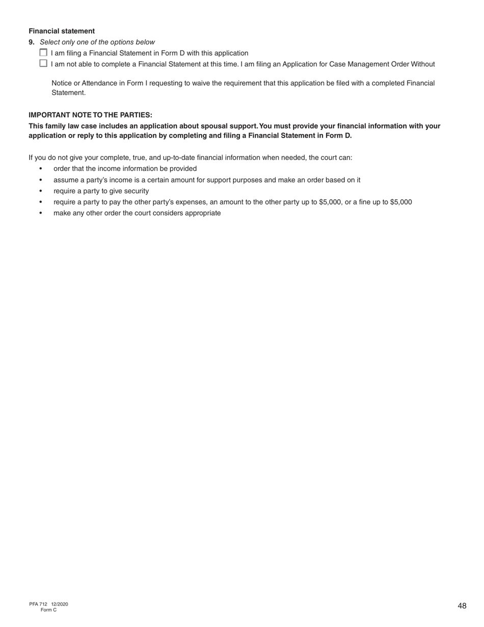 Form C (PFA712) Application About a Family Law Matter - British Columbia, Canada, Page 48