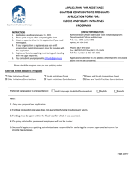 Document preview: Application Form for: Elders and Youth Initiatives Programs - Nunavut, Canada, 2021