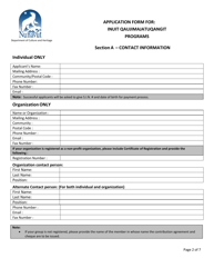 Application Form for: Inuit Qaujimajatuqangit Programs - Nunavut, Canada, Page 2