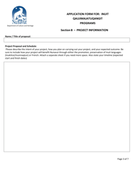 Application Form for: Inuit Qaujimajatuqangit Programs - Nunavut, Canada, Page 3