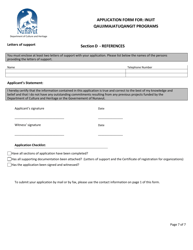 Application Form for: Inuit Qaujimajatuqangit Programs - Nunavut, Canada, Page 7