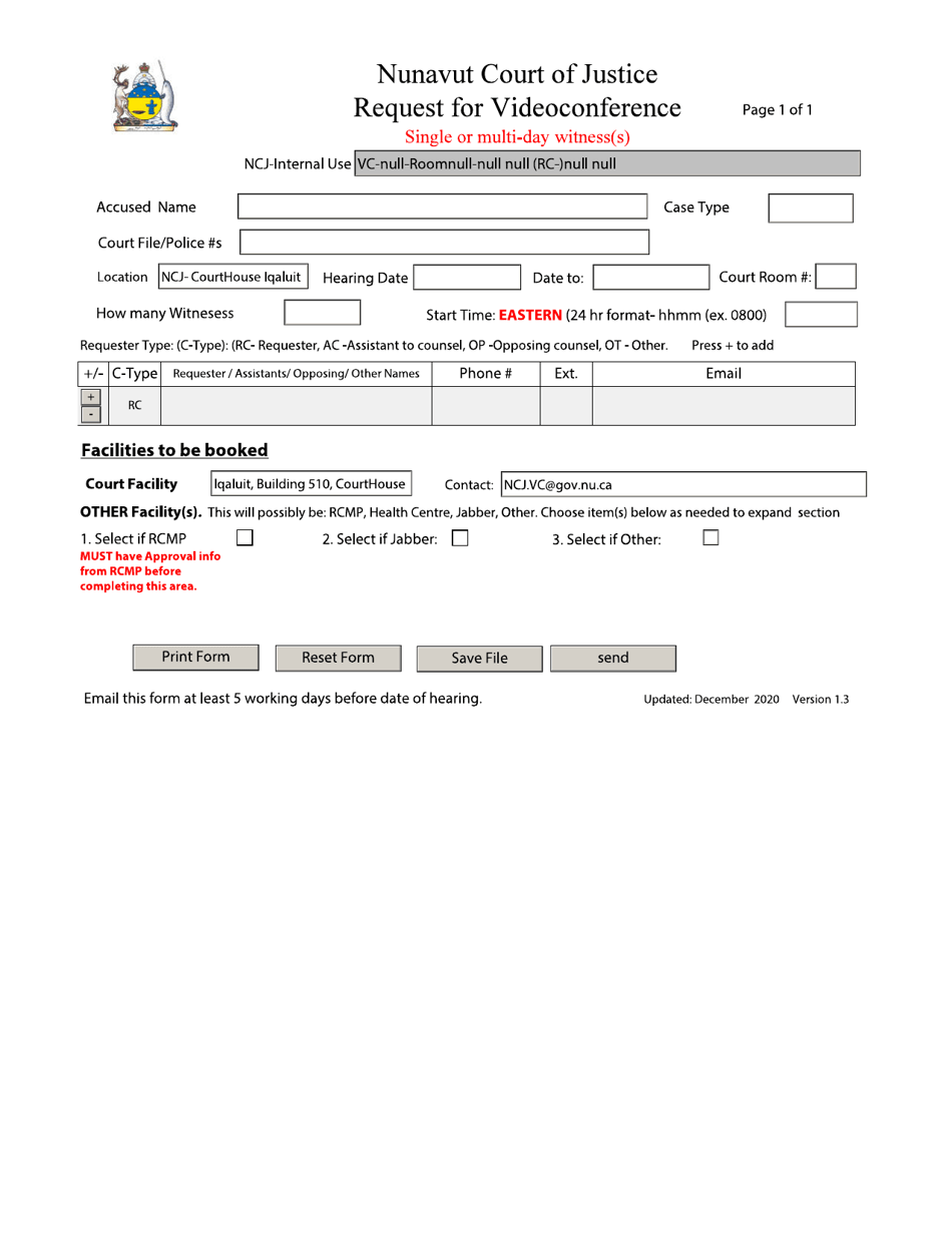 Request for Videoconference - Nunavut, Canada, Page 1