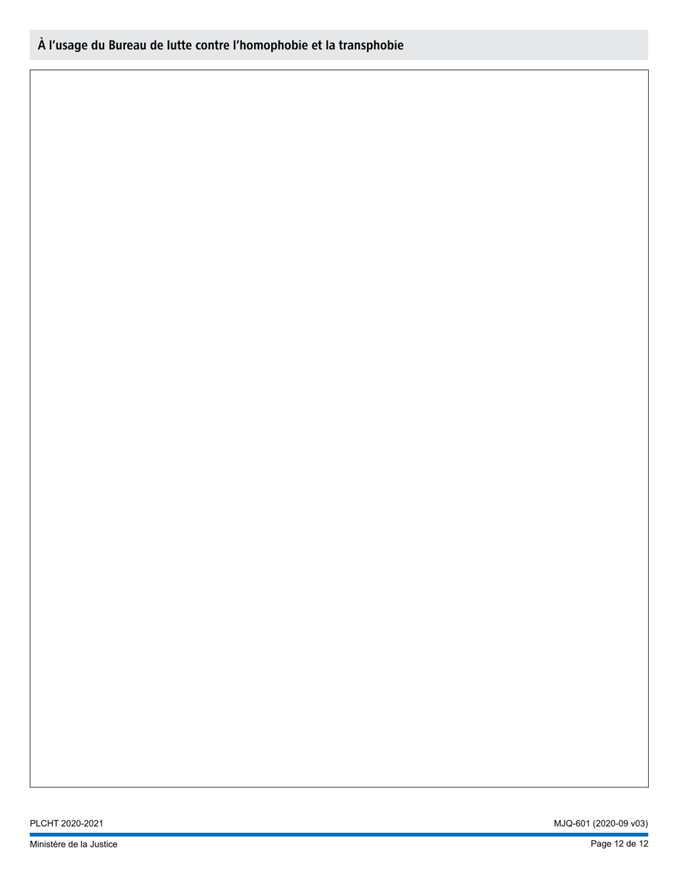 Forme MJQ-601 Demande Daide Financiere En Vertu Du Programme - Lutte Contre Lhomophobie Et La Transphobie - Quebec, Canada (French), Page 12