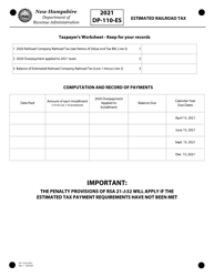 Form DP-110-ES Estimated Railroad Tax - New Hampshire