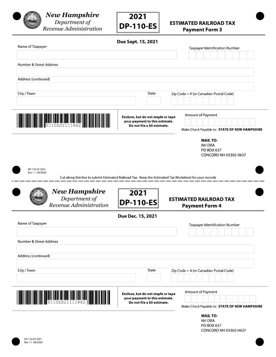 Form DP-110-ES Estimated Railroad Tax - New Hampshire, Page 3