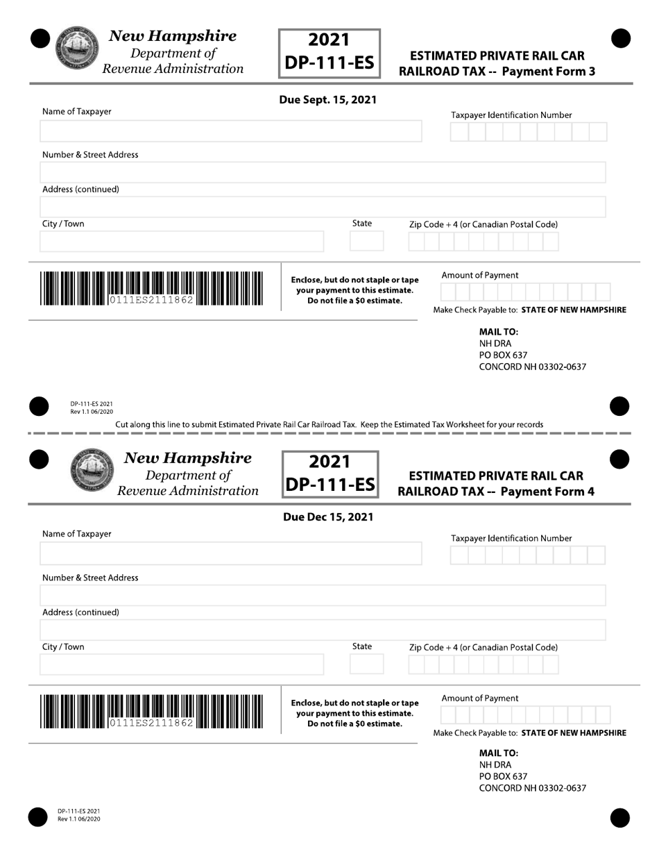 Form DP-111-ES Estimated Private Rail Car Railroad Tax - New Hampshire, Page 3