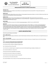 Instructions for Form DP-153 Medicaid Enhancement Tax Return - New Hampshire