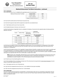 Instructions for Form DP-153 Medicaid Enhancement Tax Return - New Hampshire, Page 2