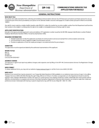 Form DP-143 Communications Services Tax Application for Resale - New Hampshire, Page 2