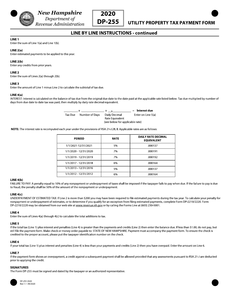Form DP-255 Utility Property Tax Payment Form - New Hampshire, Page 3