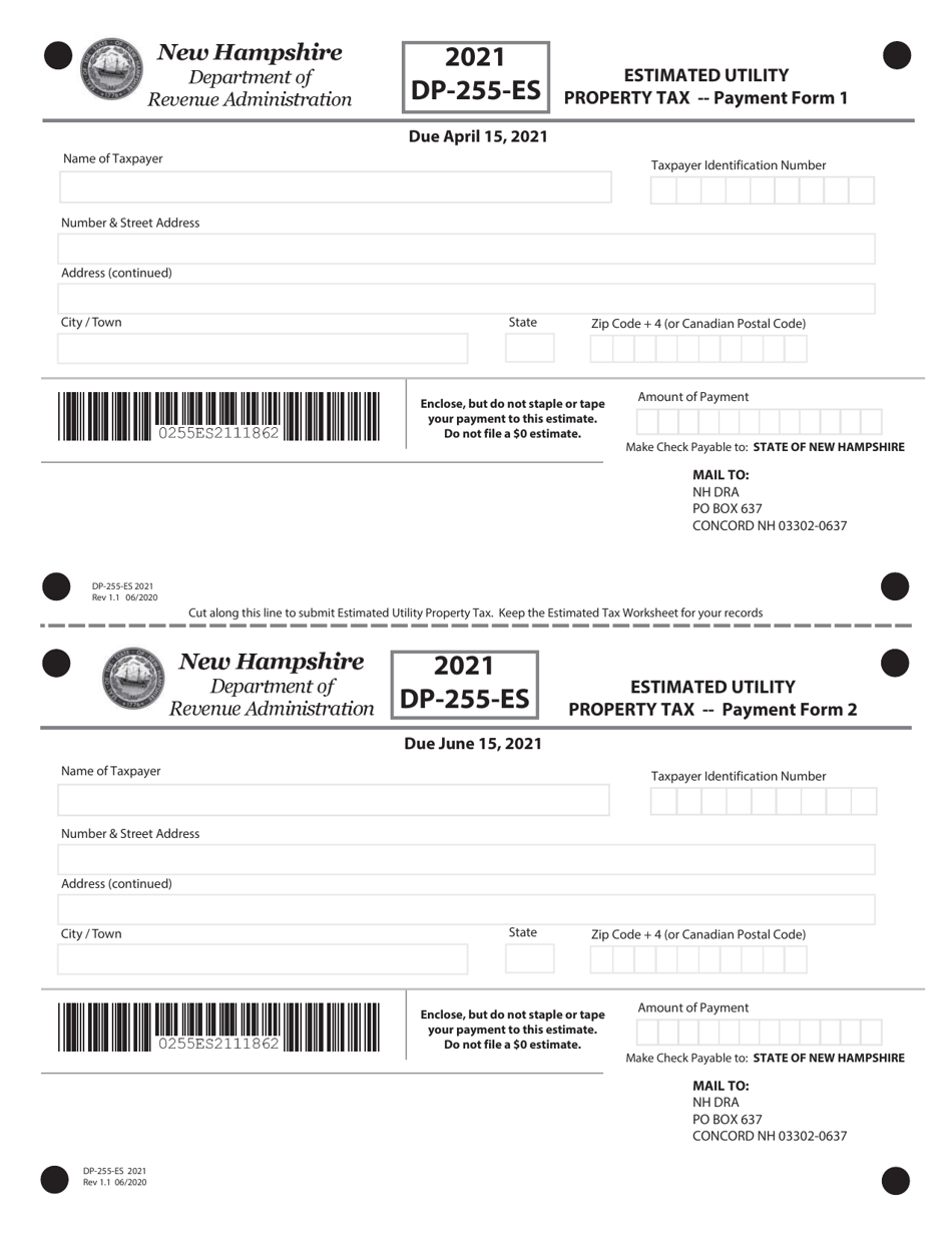 Form DP-255-ES Estimated Utility Property Tax - New Hampshire, Page 2